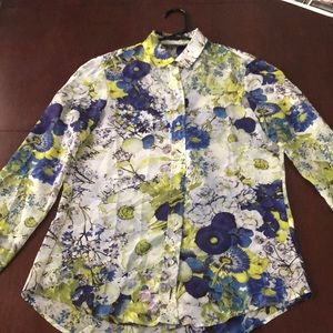 Zara floral sheer blouse